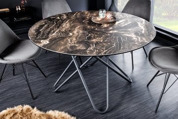 riess-ambiente Esstisch ELLIPSE 120cm taupe / schwarz (Einzelartikel, 1-St), Keramik · Metall · rund · Industrial Design