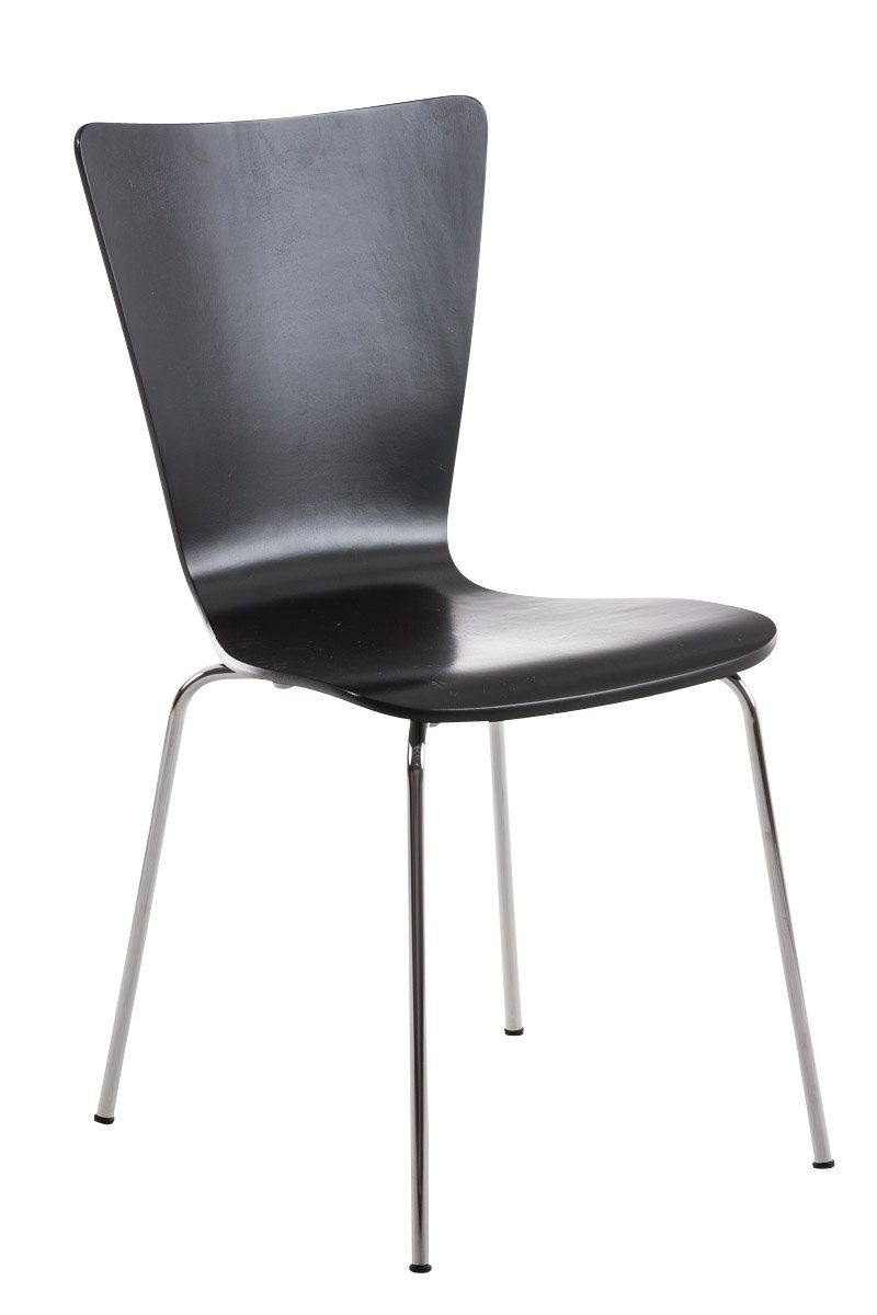 TPFLiving Besucherstuhl Jaron mit ergonomisch geformter Sitzfläche - Konferenzstuhl (Besprechungsstuhl - Warteraumstuhl - Messestuhl), Gestell: Metall chrom - Sitzfläche: Holz schwarz | Besucherstühle