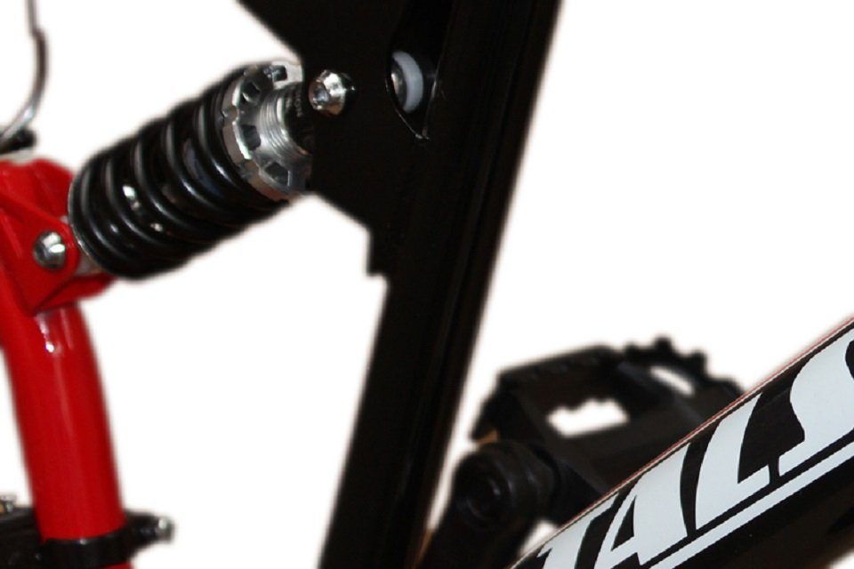 Talson Mountainbike 26 Zoll Fahrrad mit, 21 Gang Shimano, Kettenschaltung, mit Beleuchtung nach StVZO und Vollfederung Schwarz-Rot