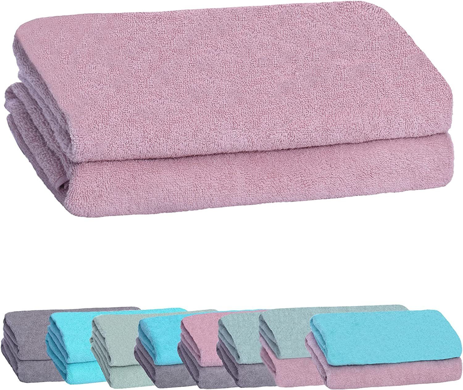 livessa Handtücher Badetücher im Set und als Serie, (2-St), Badetücher Set, Bade-Handtuchset 100% Baumwolle Rosa