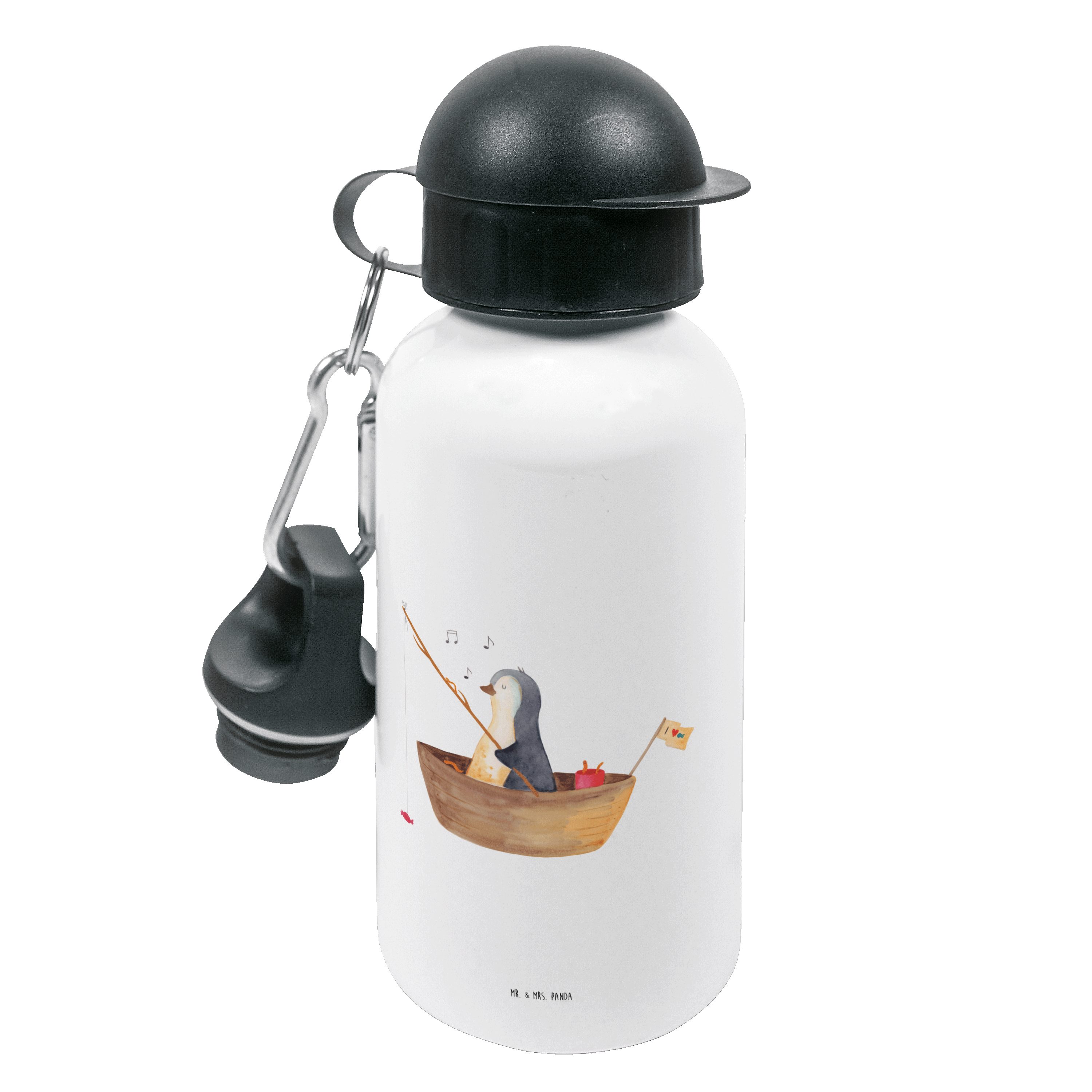 Mr. & Mrs. Panda Trinkflasche Pinguin Angelboot - Weiß - Geschenk, genießen, Mädchen, verträumt, Ne, Leicht zu öffnen