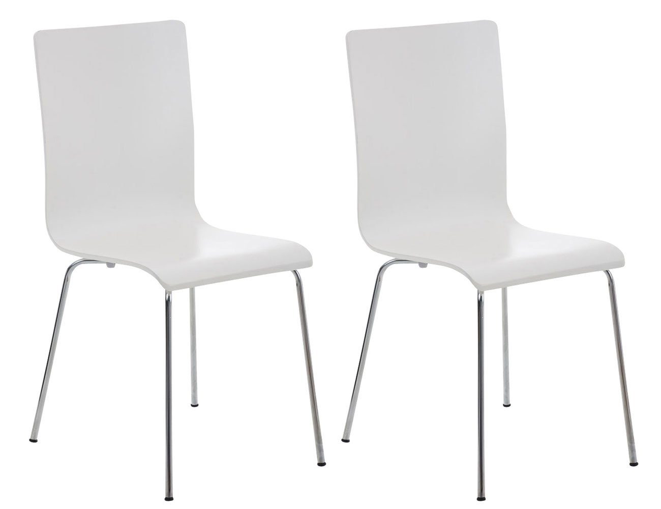TPFLiving Besucherstuhl Peppo mit ergonomisch geformter Sitzfläche - Konferenzstuhl (Besprechungsstuhl - Warteraumstuhl - Messestuhl, 2 St), Gestell: Metall chrom - Sitzfläche: Holz weiß