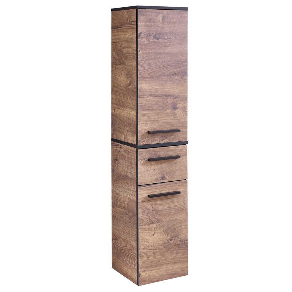 Lomadox Midischrank MURCIA-66 Eiche Ribbeck quer Nb. mit schwarzen Kanten 30/142/33 cm