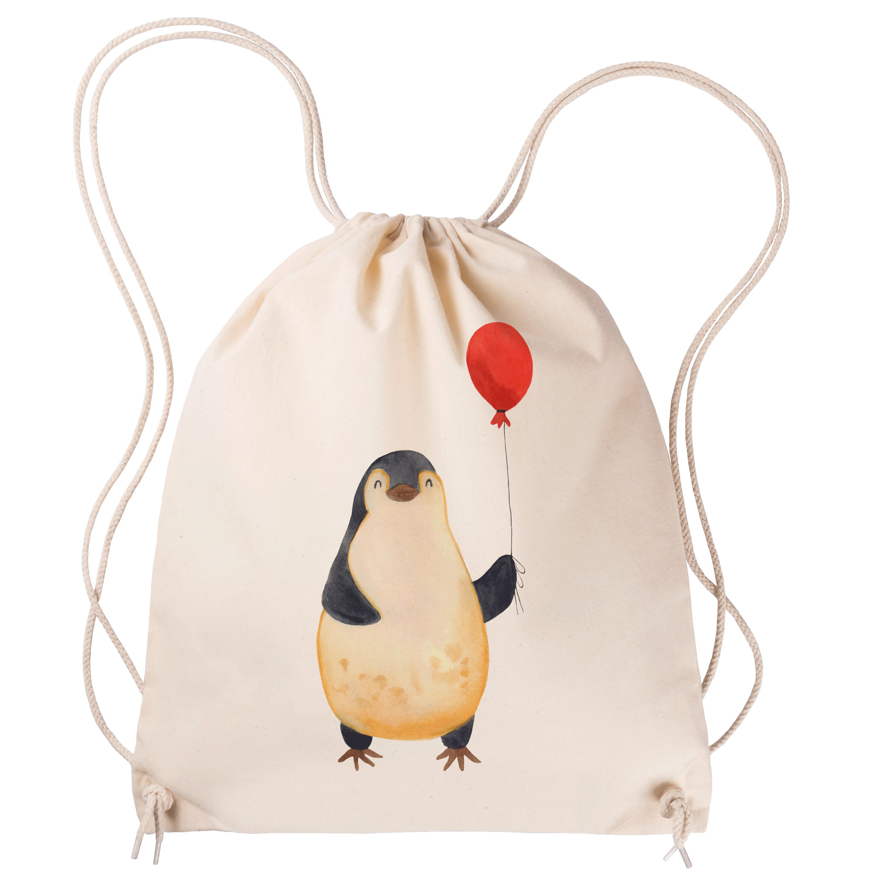 Mr. & Mrs. Panda Sporttasche Pinguin Luftballon - Transparent - Geschenk, Lebenslust, Stoffbeutel, (1-tlg)