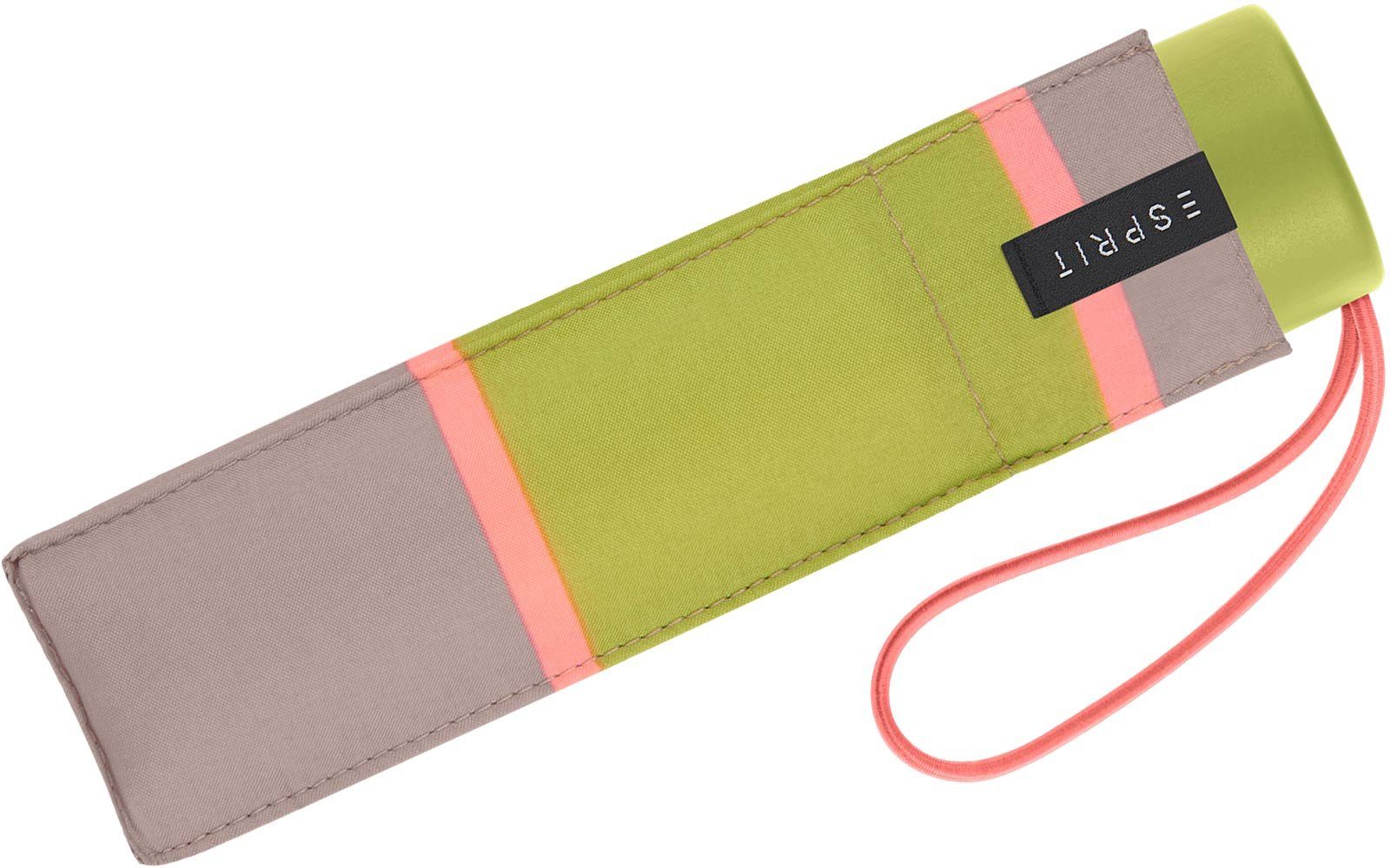 Esprit Taschenregenschirm Mini Regenschirm Petito Collegiate Stripe, winzig klein, mit Streifen-Muster - atmosphere