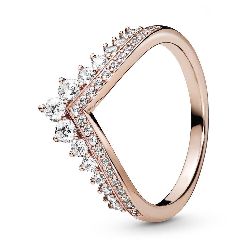 Pandora Fingerring Prinzessin Wishbone Damenring von PANDORA mit Zirkonia, rosé