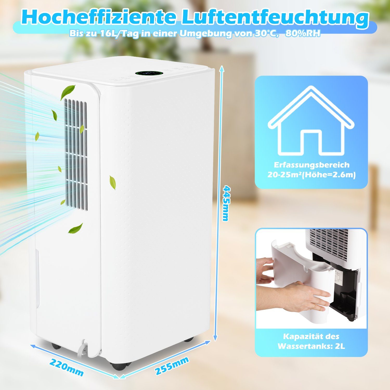 Clanmacy Luftreiniger Luftentfeuchter 16L Bautrockner Raumentfeuchter günstig online kaufen