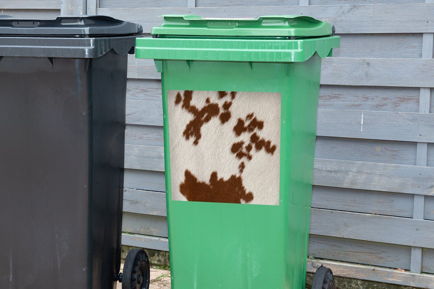 (1 Rindsleder rot-orangen Container, Sticker, Mülltonne, MuchoWow St), Abfalbehälter Tupfen mit Wandsticker Mülleimer-aufkleber,