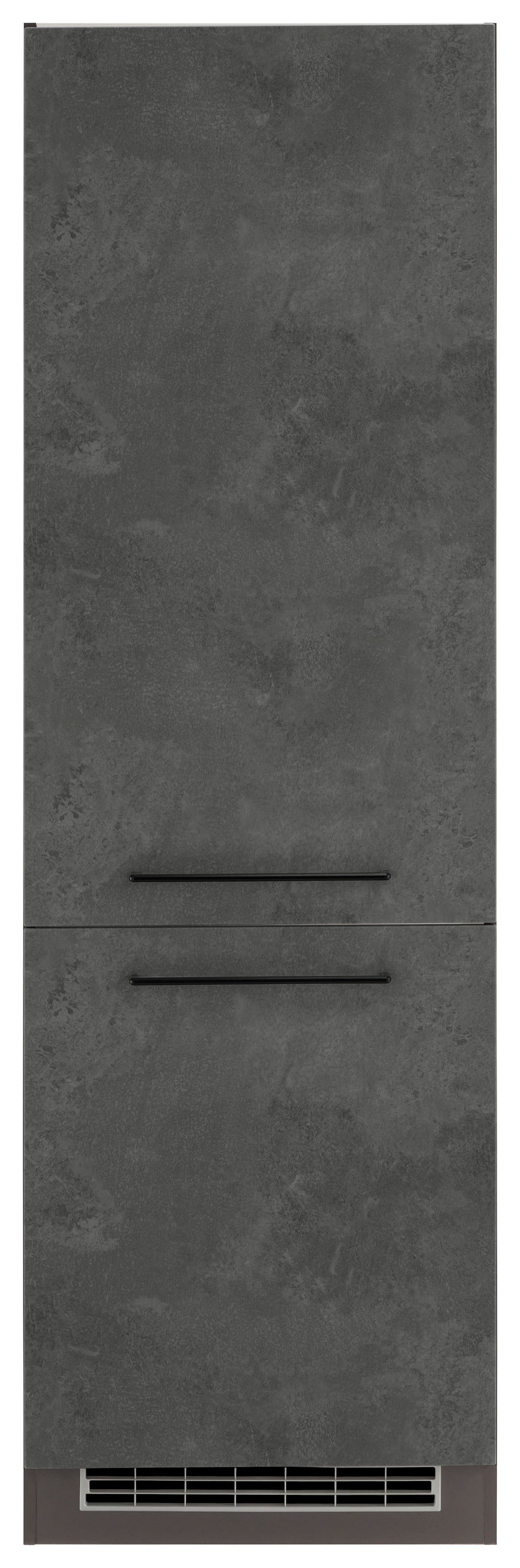 cm grafit hoch, breit, Metallgriff, betonfarben 2 | MDF Tulsa cm schwarzer 200 Kühlumbauschrank Front HELD Türen, 60 dunkel MÖBEL