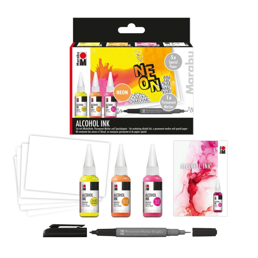 Marabu Tintenroller Marabu Alkoholtinte Set NEON 3x20ml