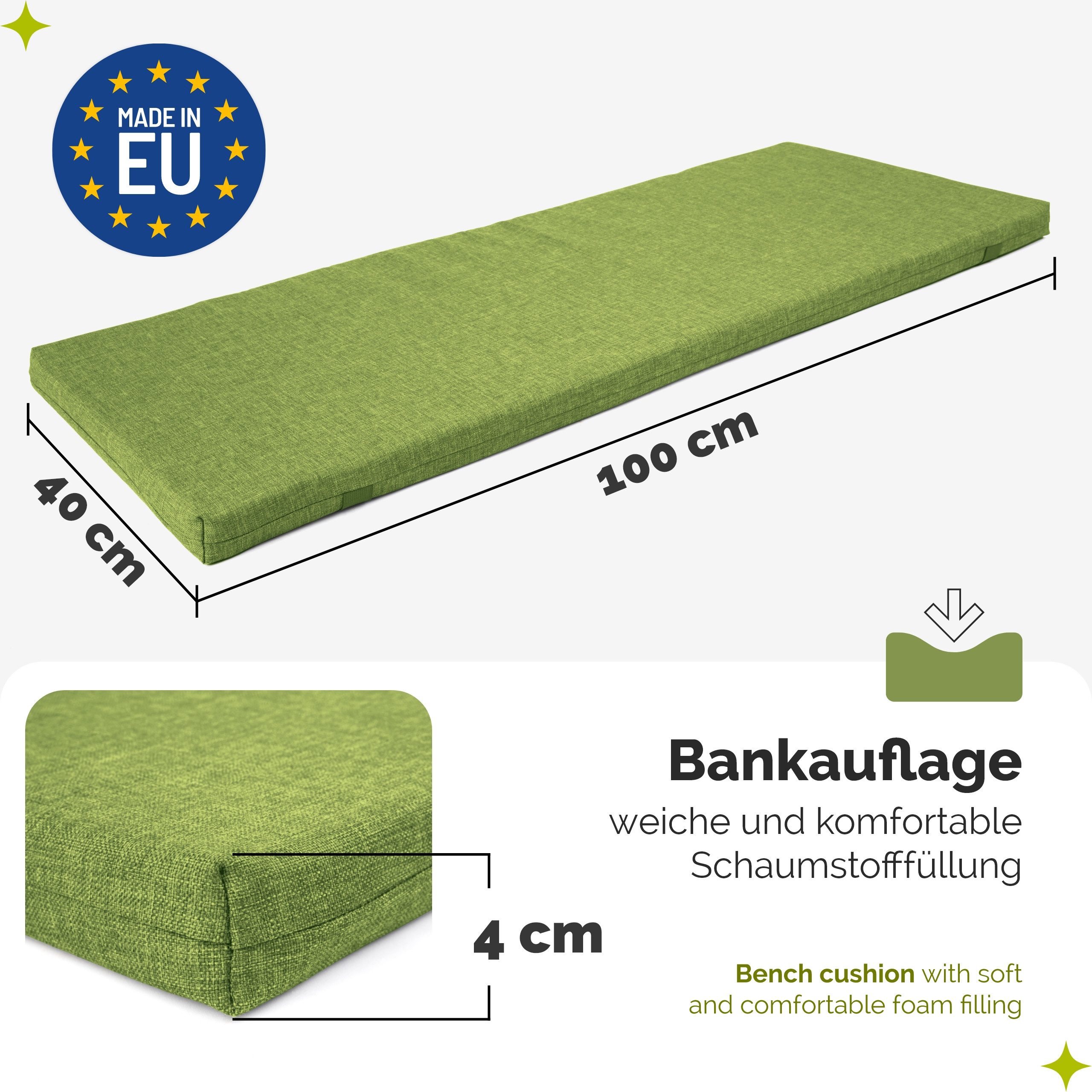 Garronda Bankauflage 100-200 cm, ca. 4 cm dick, wasserabweisend, mit Bändern GD-0220, (1 St), Hypoallergen, UV-beständig, Wasserbeständig – Bild 2 von 5