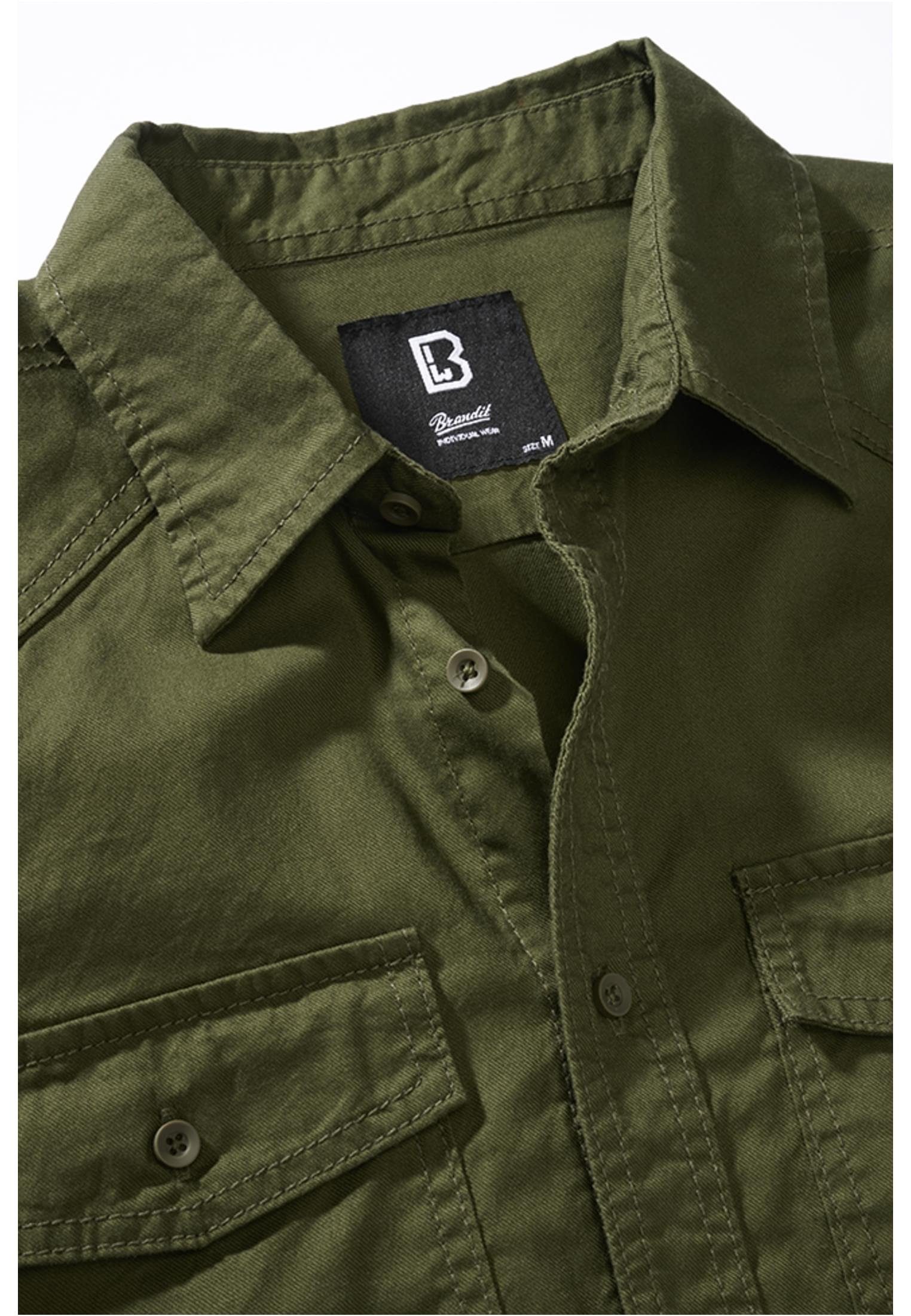 Langarmshirt (1-tlg) Herren olive Flanellshirt Brandit