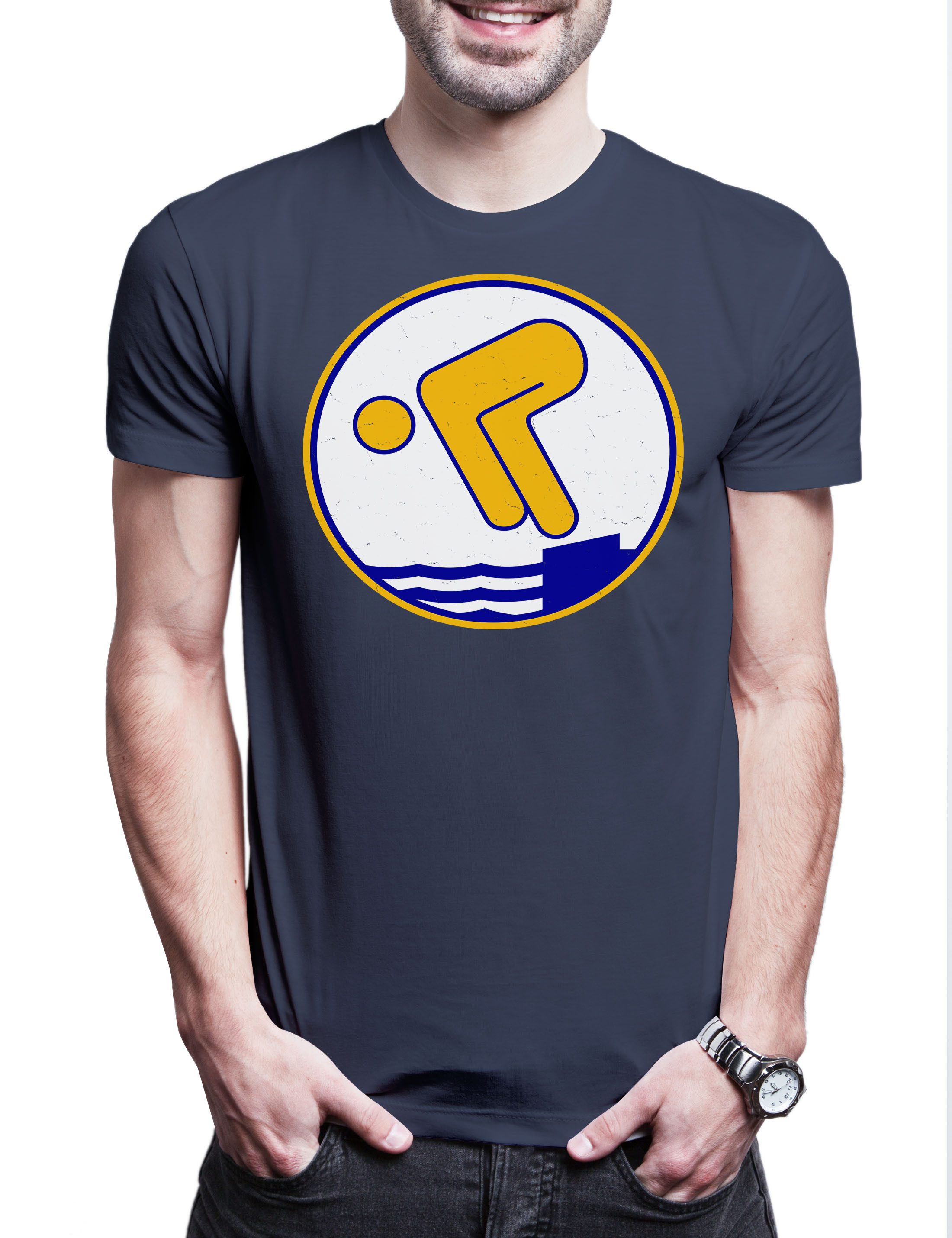 Print-Shirt Schwimmabzeichen Gold Herren T-Shirt Seepferdchen Rettungsschwimmer