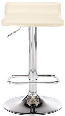 TPFLiving Barhocker Dynasty (mit Fußstütze - Barstuhl höhenverstellbar - Hocker für Theke & Küche), 360° drehbar - chromfarbener Stahl - Sitzfläche: Kunstleder Creme