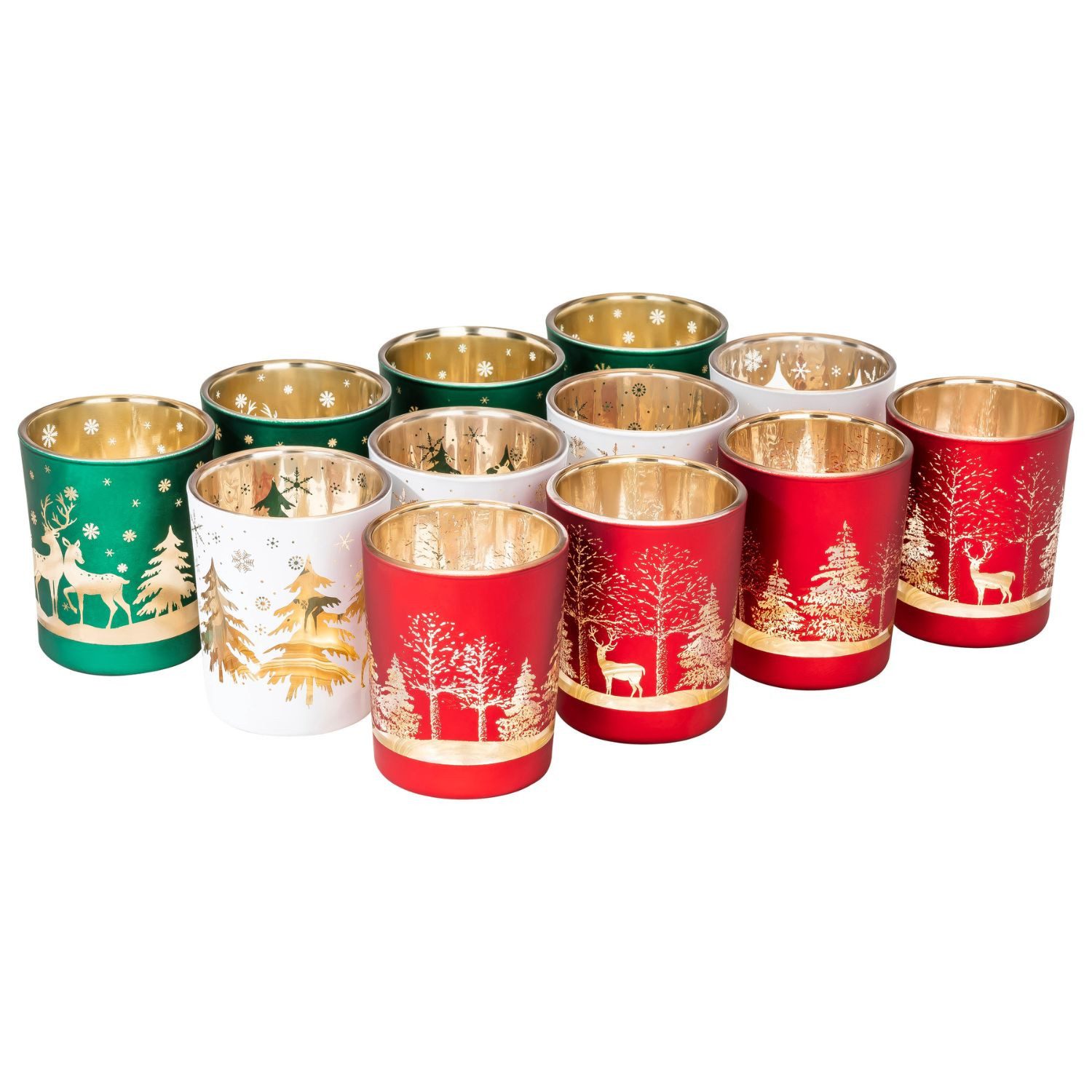 Kamelio Teelichthalter 12er Set Teelichtgläser bunt Windlicht Tischdeko Wei günstig online kaufen