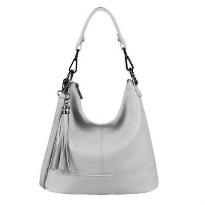 ITALYSHOP24 Schultertasche Made in Italy Damen Leder Tasche Shopper, als Handtasche, CrossOver, Umhängetasche tragbar
