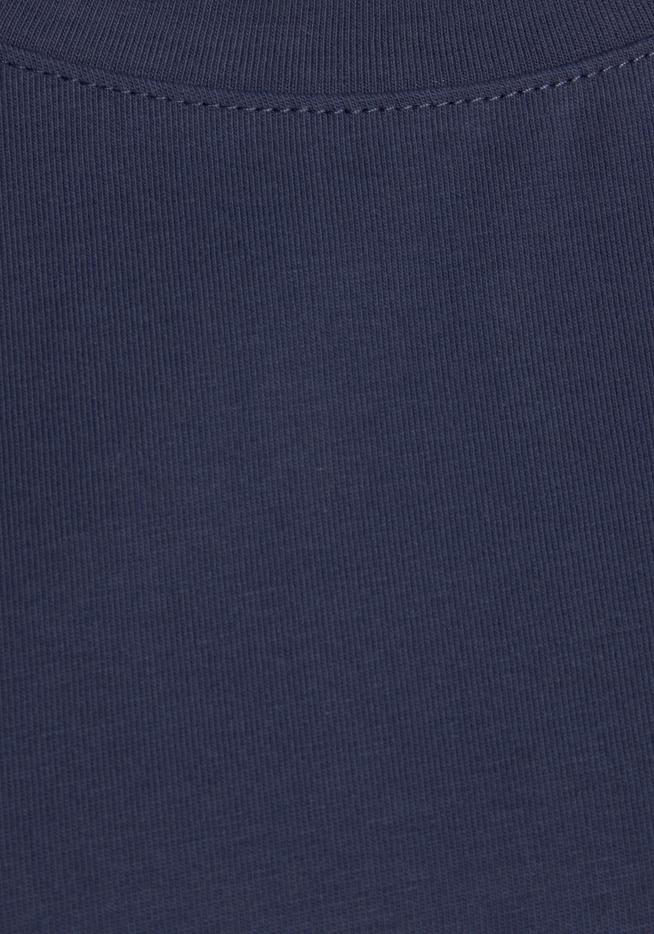 Ärmelaufschlag Stil, mit H.I.S T-Shirt navy im maritimen Loungewear