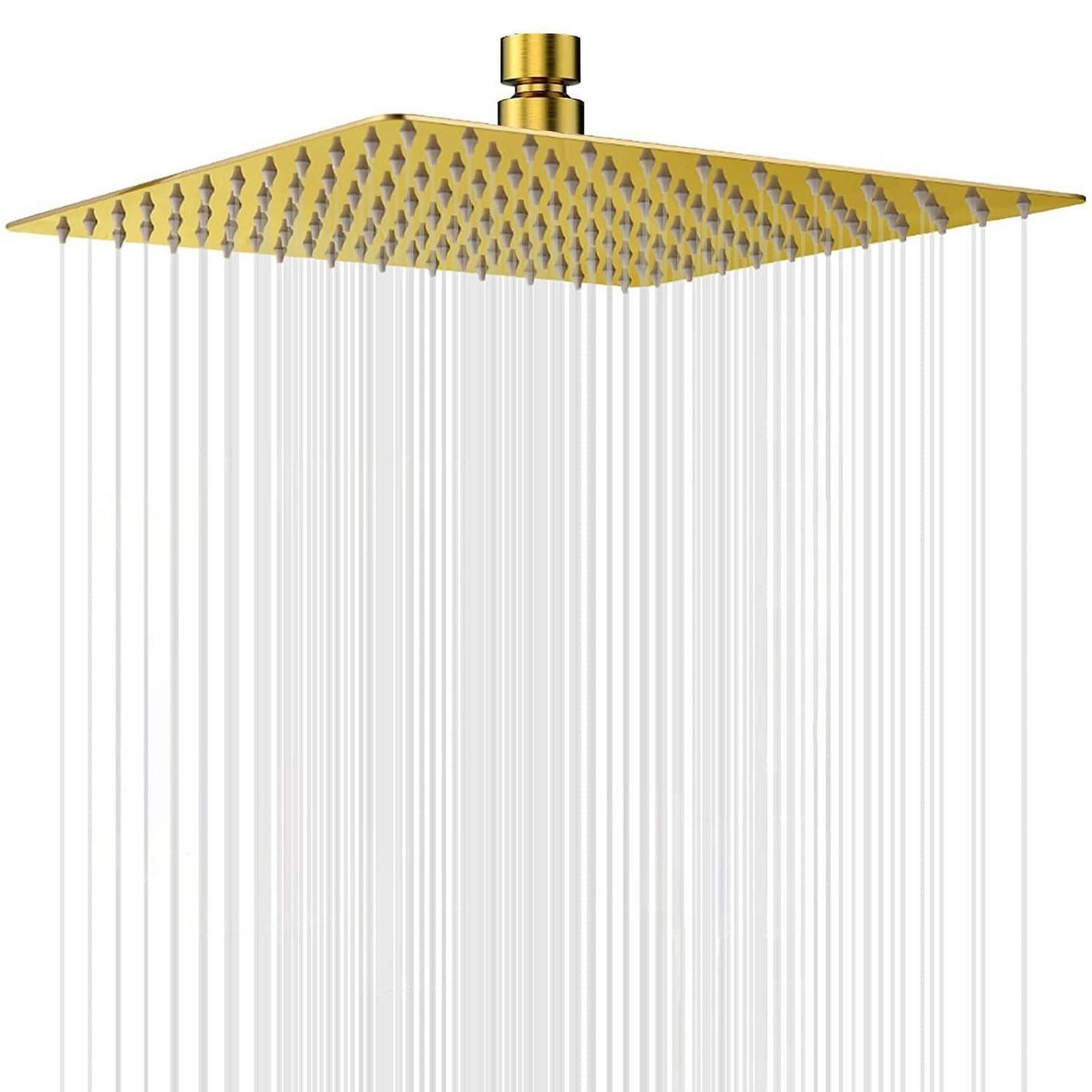 LuxusKollektion Regenduschkopf Regenduschkopf Edelstahl AISI304 12 Zoll Anti Kalk Düsen Gold