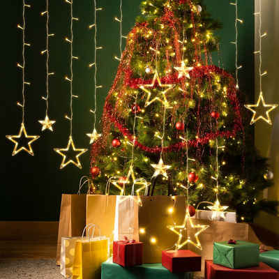Salcar LED-Lichterkette »2m 138 LED Lichterkette Weihnachten, LED Lichtervorhang Fenster mit 12 Sternen, Weihnachtsbeleuchtung Deko«, 8 Lichteffekte Modi, Memory-Funktion, Warmweiß