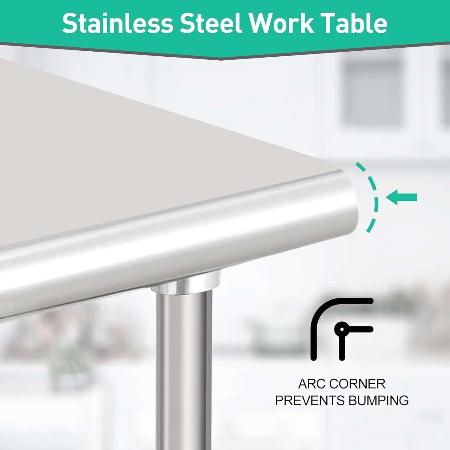 GarveeMore Arbeitstisch aus Edelstahl mit 3 Ablagen und Rollen,76x61x89cm, robuster Arbeitstisch,zur Lebensmittelzubereitung für Küche,Restaurant – Bild 4 von 5