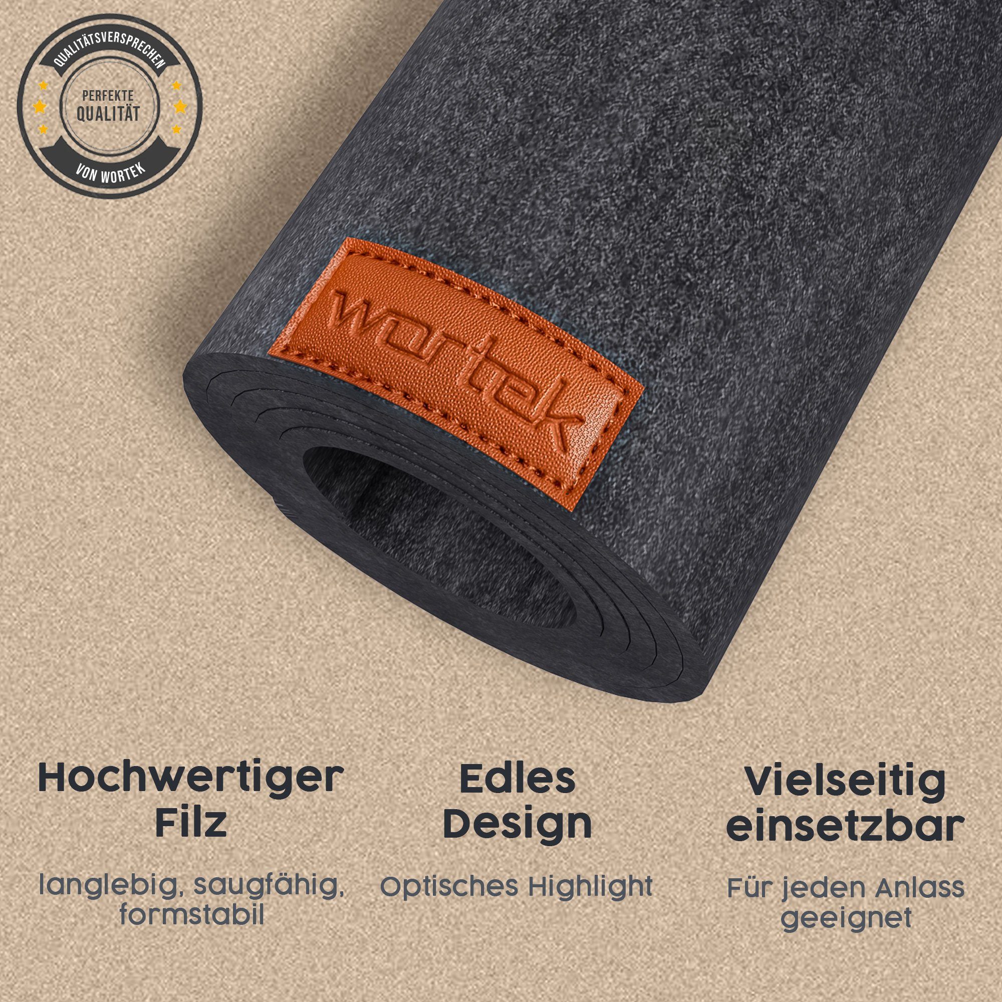 wortek Tischläufer Filz Tischläufer 150 x 40 cm – Filz Tischdecke, waschbare Filzläufer, Skandinavische Tischdeko, Tisch Filzläufer
