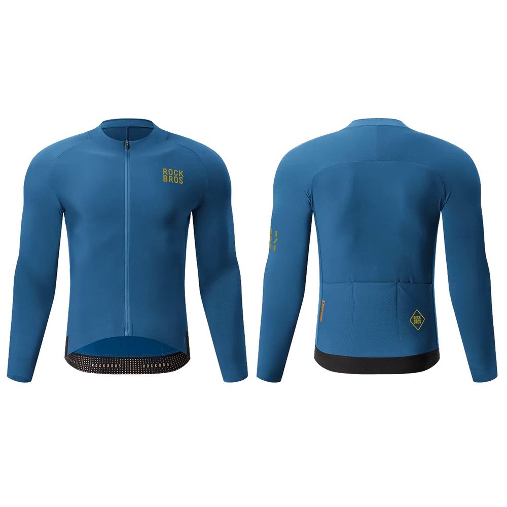 ROCKBROS Radtrikot Fahrradtrikot Langarmshirt Winteroberteil (Spar-Set, 1-tlg) Thermofleece, reflektierende Details, Vollzip