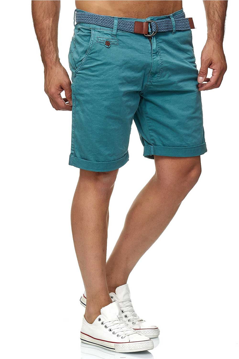 Indicode Shorts Herren kurze Hose mit Gürtel - Conor - Aus Baumwolle - Regular Fit Freizeithose - Sportlich eleganter Look - Bequemes Stretch Material