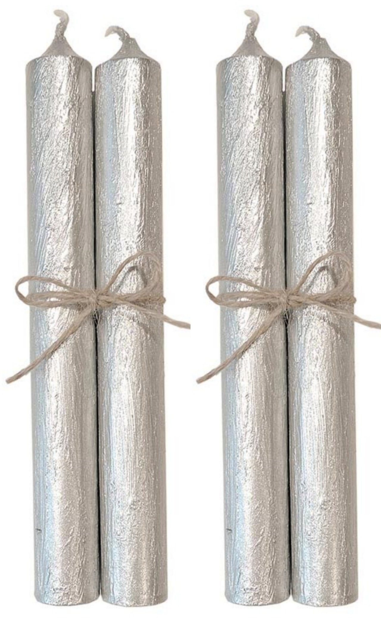 Kerzenfarm Hahn Tafelkerze (Packung, 1-tlg., Pack), Stabkerzen 4er Set im besonderen rustikalen Stil Farbe SILBER LA. € 12,95