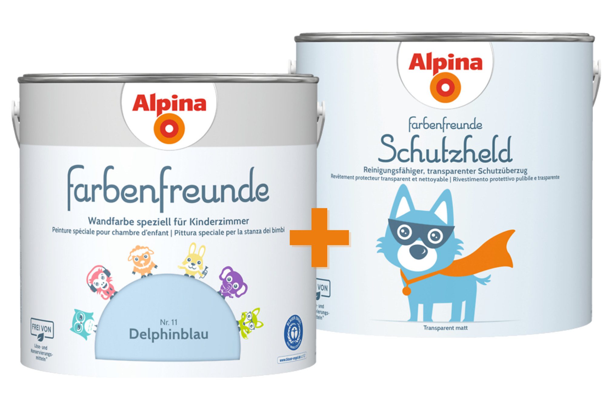 Alpina Wandfarbe - SET - Farbenfreunde + Schutzheld 2,5 Liter matt