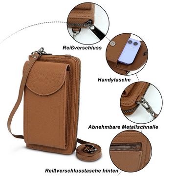 TAN.TOMI Umhängetasche Handy Umhängetasche Damen Handytasche Leder RFID Schultertasche, Klein Phone Tasche bis zu 6.7''