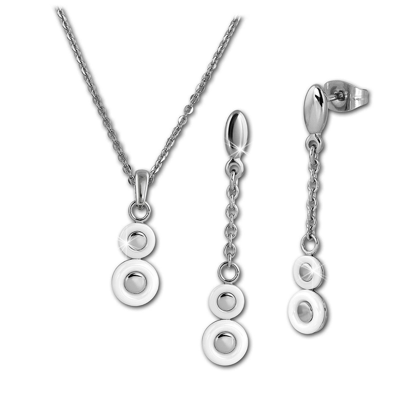 Amello Schmuckset Amello Edelstahlschmuckset Keramik Circle (2-tlg., Schmuc günstig online kaufen