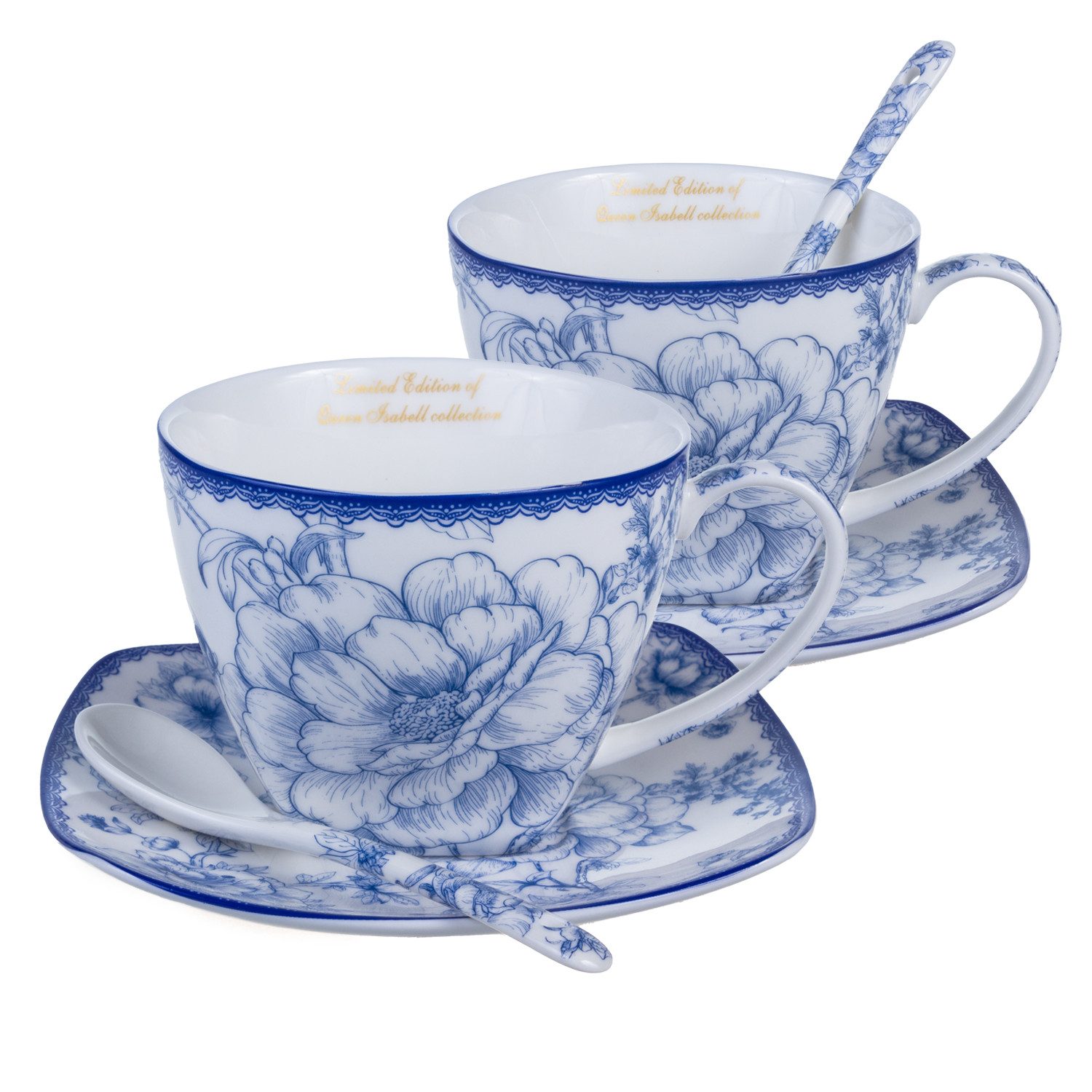 ILAB Hochzeits-Gastgeschenk Set – 2 Kaffeetassen Mit Tablett Aus Sizilianischer Keramik, Handbemalt
