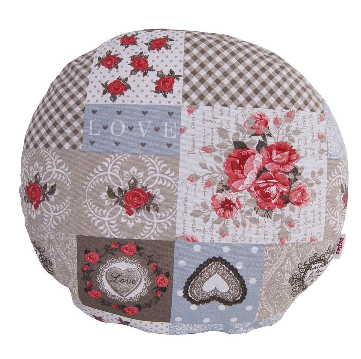 beties Подушкиbezug Dorfkinder, Подушкиhülle rund ca. 50 cm Sitzkissen (taupe-rot)