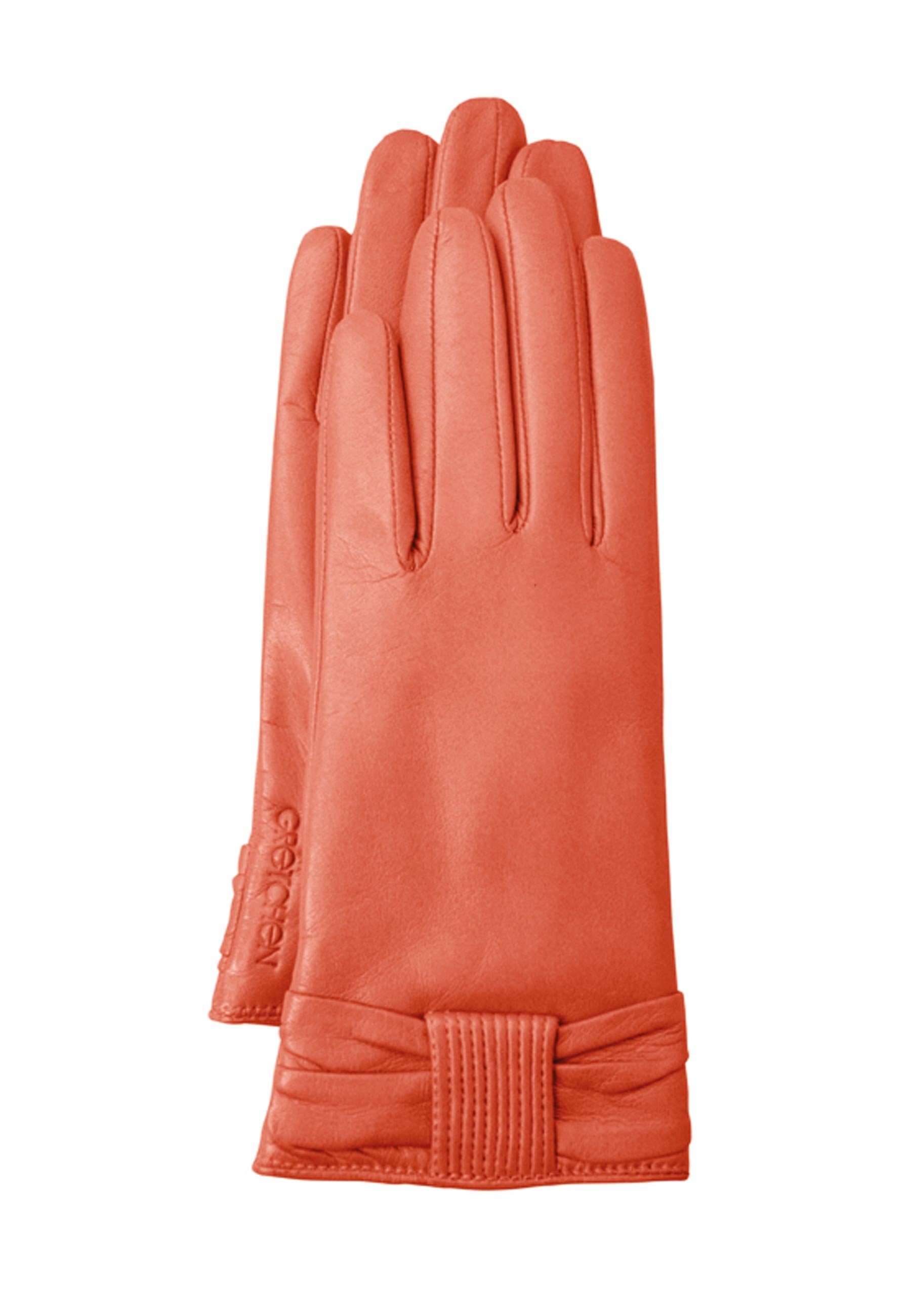 orange Kaschmir-Futter Gloves GRETCHEN Bow kuscheligem mit Lederhandschuhe