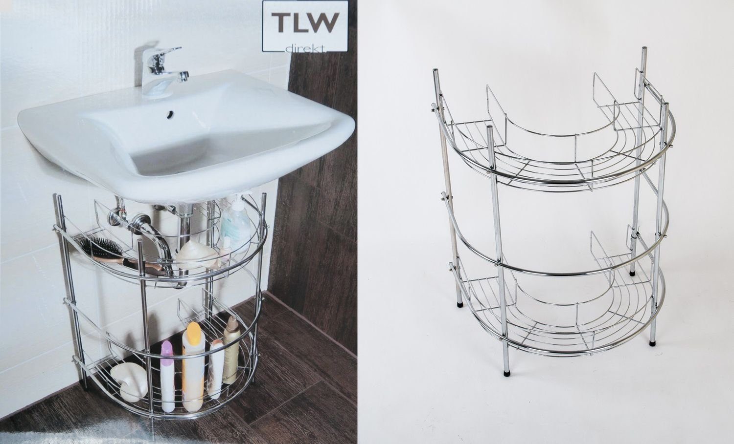 TLW direkt Regal Waschtisch-Regal Badezimmerregal Metallregal B Waschbeckenunterschrank