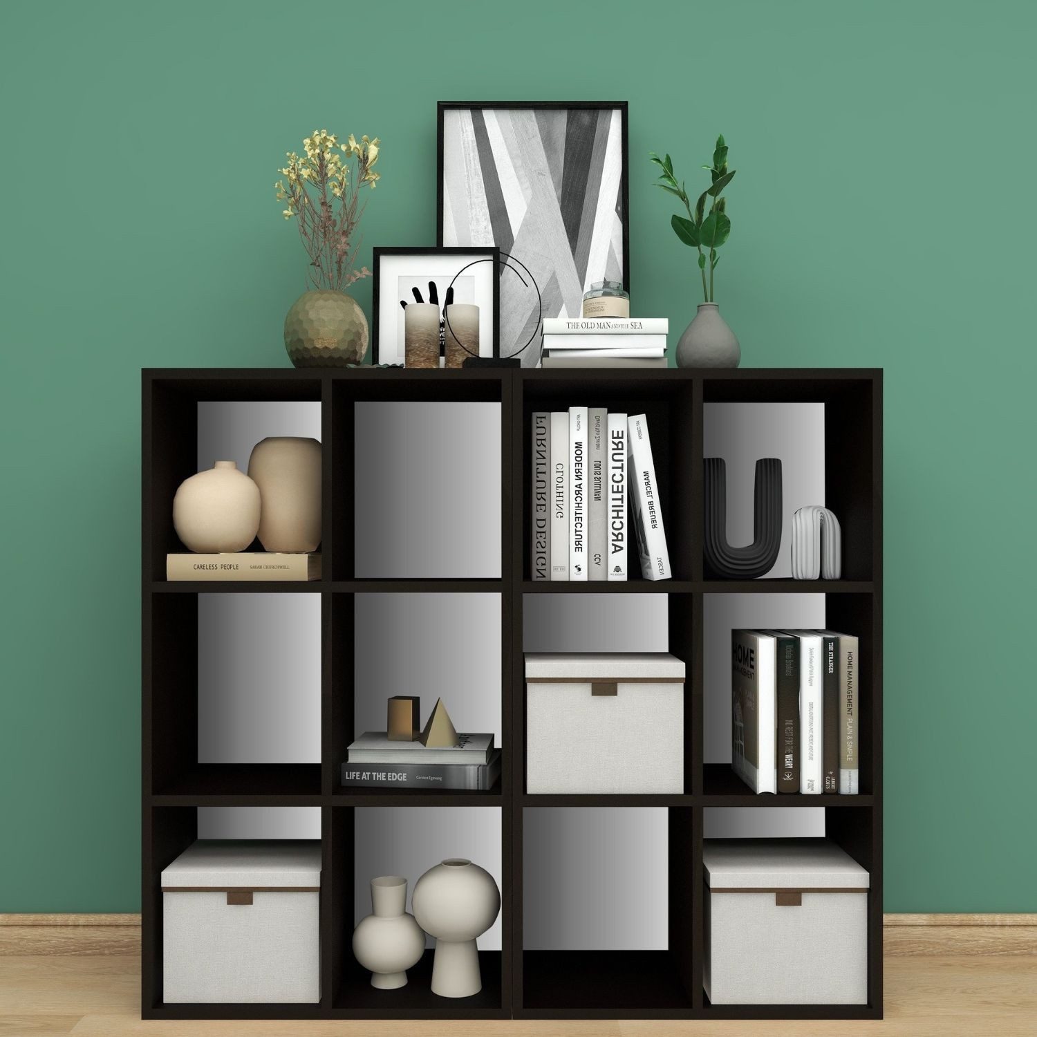 Coemo Standregal DELTA-6, Schwarz Standregal 65x30x98 cm Aktenregal Holz Raumteiler kombinierbar