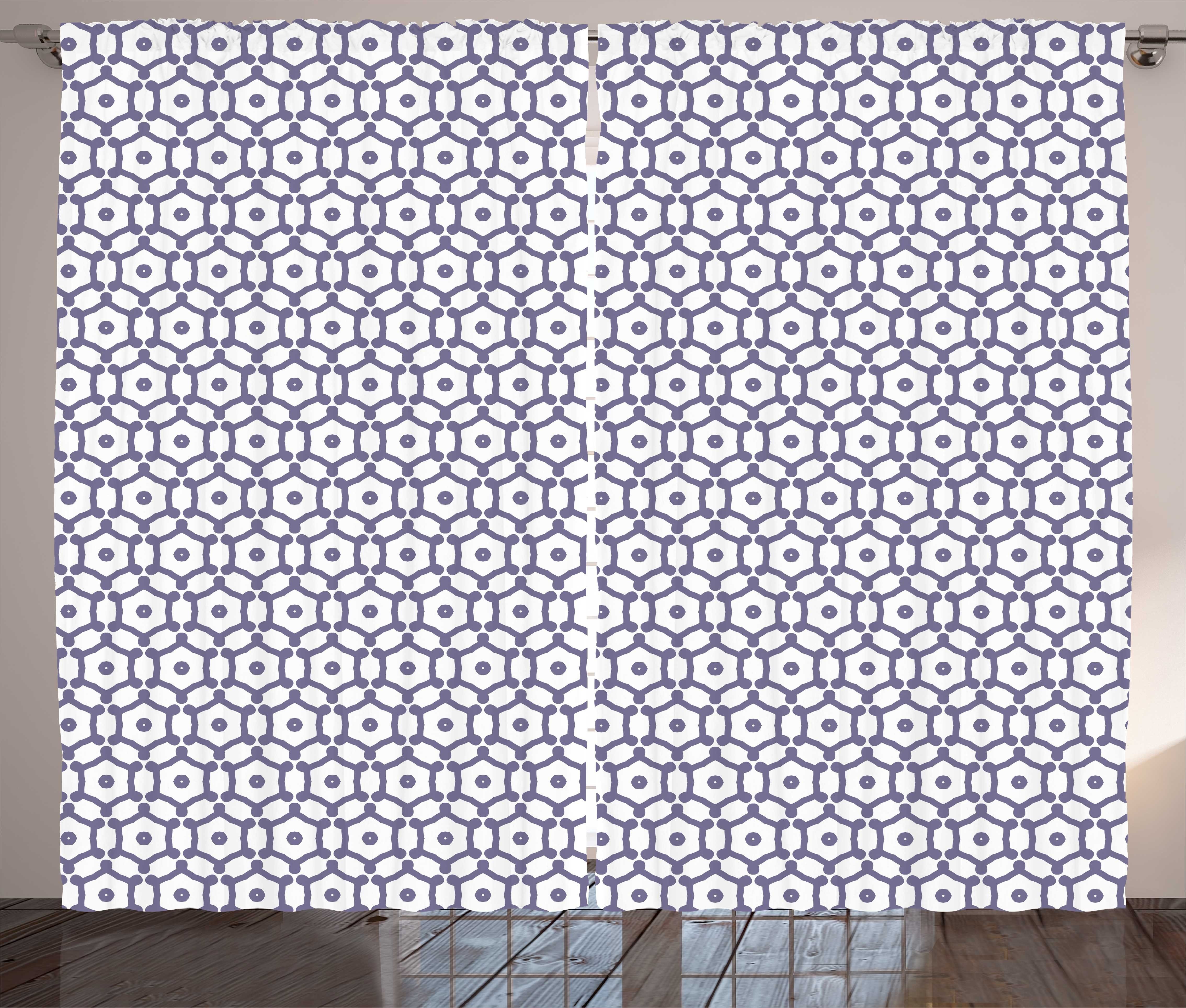 Gardine Schlafzimmer Kräuselband Vorhang mit Schlaufen und Haken, Abakuhaus, Abstrakt Kreis Blumenelemente Kunst | Fertiggardinen