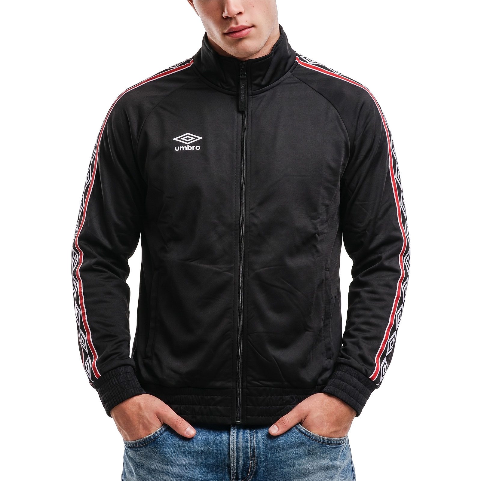 Umbro Trainingsjacke Jacke Umbro Taped Markante Seitenstreifen mit Logo-Print