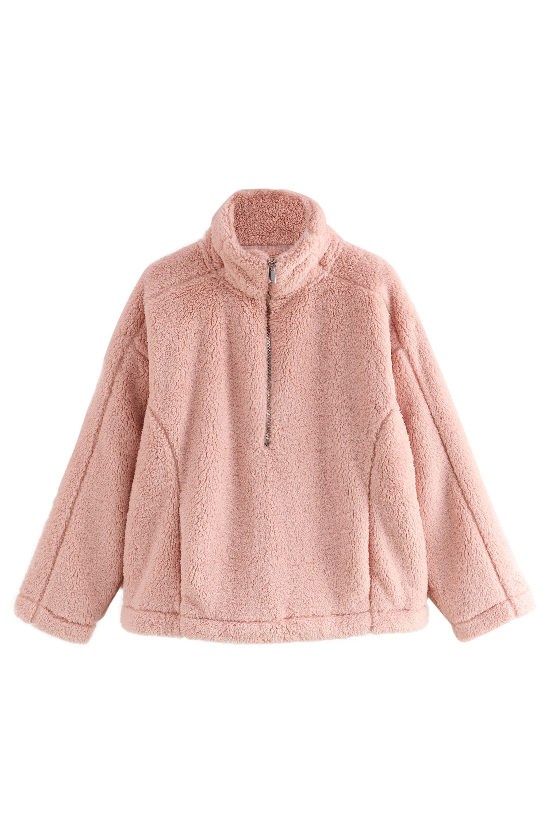 Next Fleecejacke Borg-Fleece mit halben Reißverschluss (1-St)