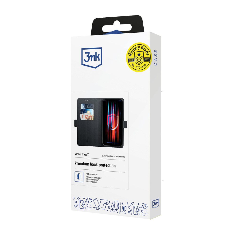 3MK Handytasche Schutzhülle Brieftaschenhülle Klapphülle (Spar-Set, 1-tlg., 85 g robust), 3 Kartenfächer, Magnetklappe, Standfunktion