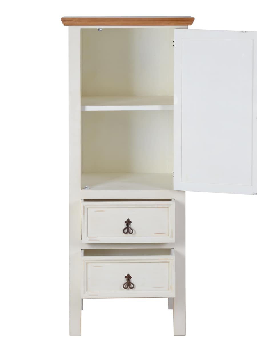 MiaMöbel Hochschrank Mexico aus massivem Pinienholz Weiß