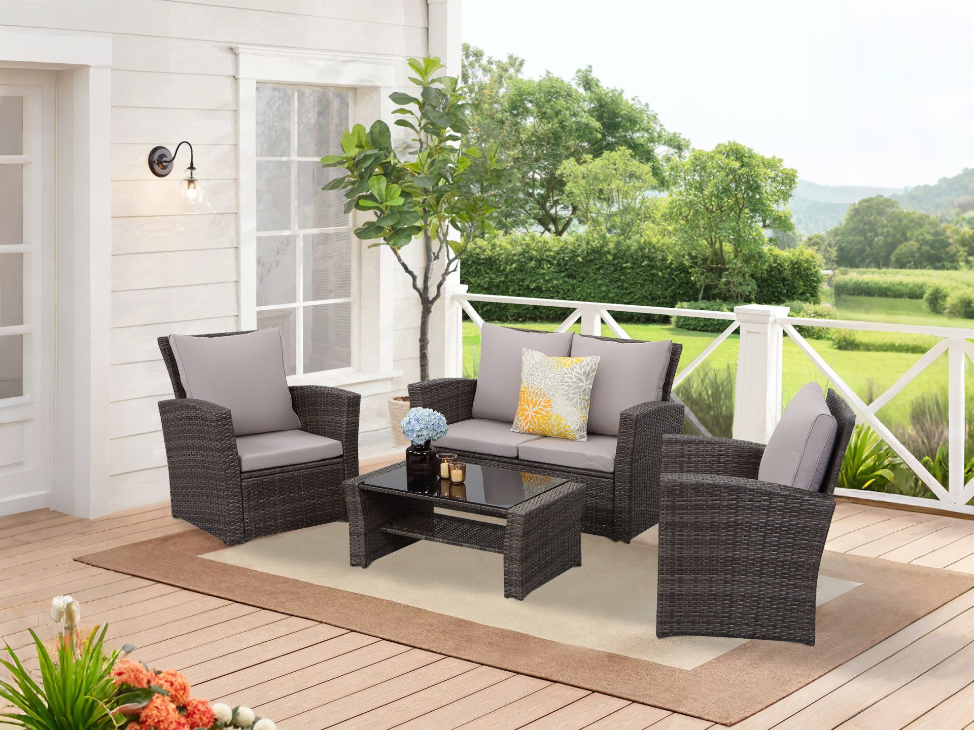 MeXo Gartenlounge-Set Handgefertigtes Poly Rattan Gartenmöbel günstig online kaufen