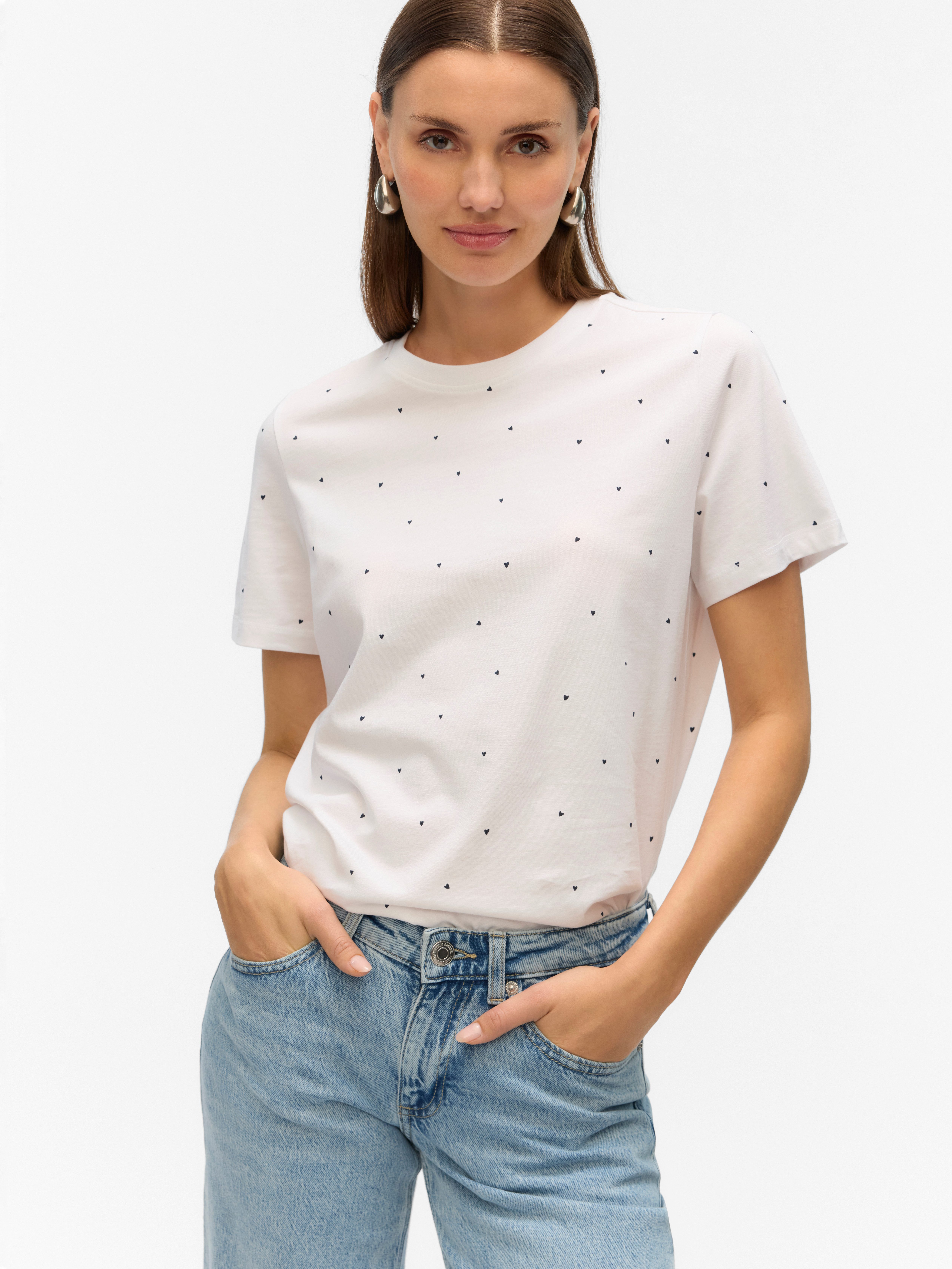 Vero Moda Kurzarmshirt VMPAULINA AOP SS T-SHIRT GA JRS NOOS Baumwolle, regu günstig online kaufen