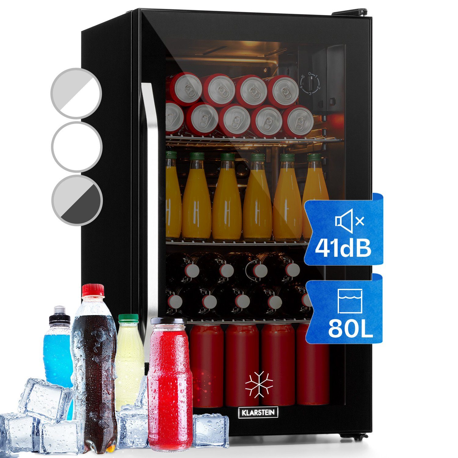 cm Flaschenkühlschrank Getränkekühlschrank 47.5 breit, cm Getränkekühlschrank 10034848A, Bier hoch, Hausbar Klarstein Glastür 83 HEA-Beersafe-XXL-OX