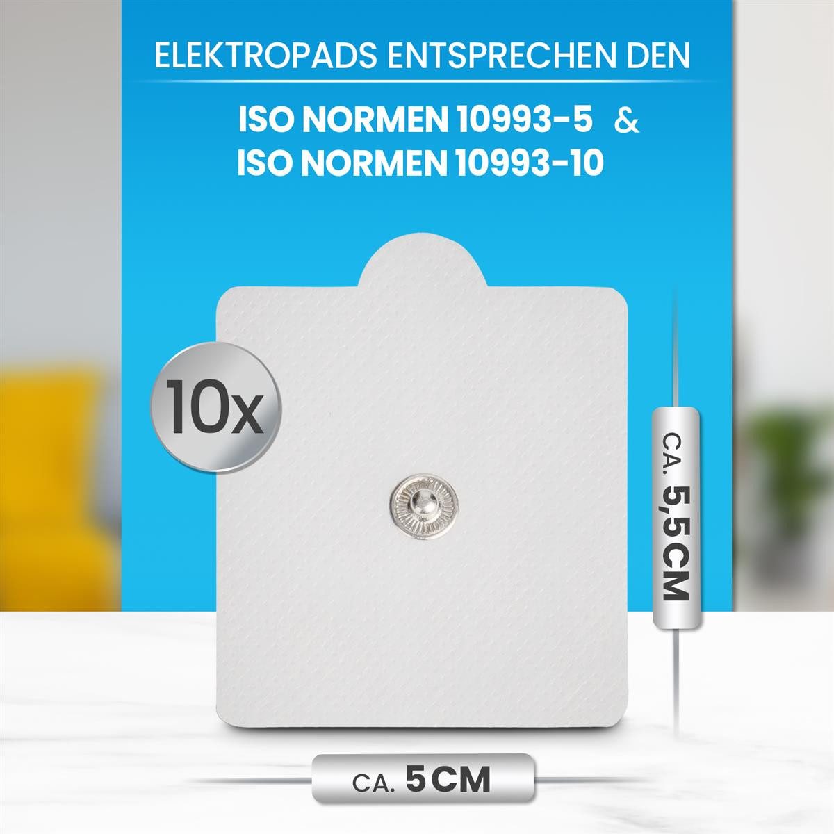 Grundig TENS-EMS-Gerät Tens-Gerät Schmerztherapie Reizstrom Ersatz-Pads, 10 Ersatzpads für GRUNDIG Tens Gerät Reizstromgerät