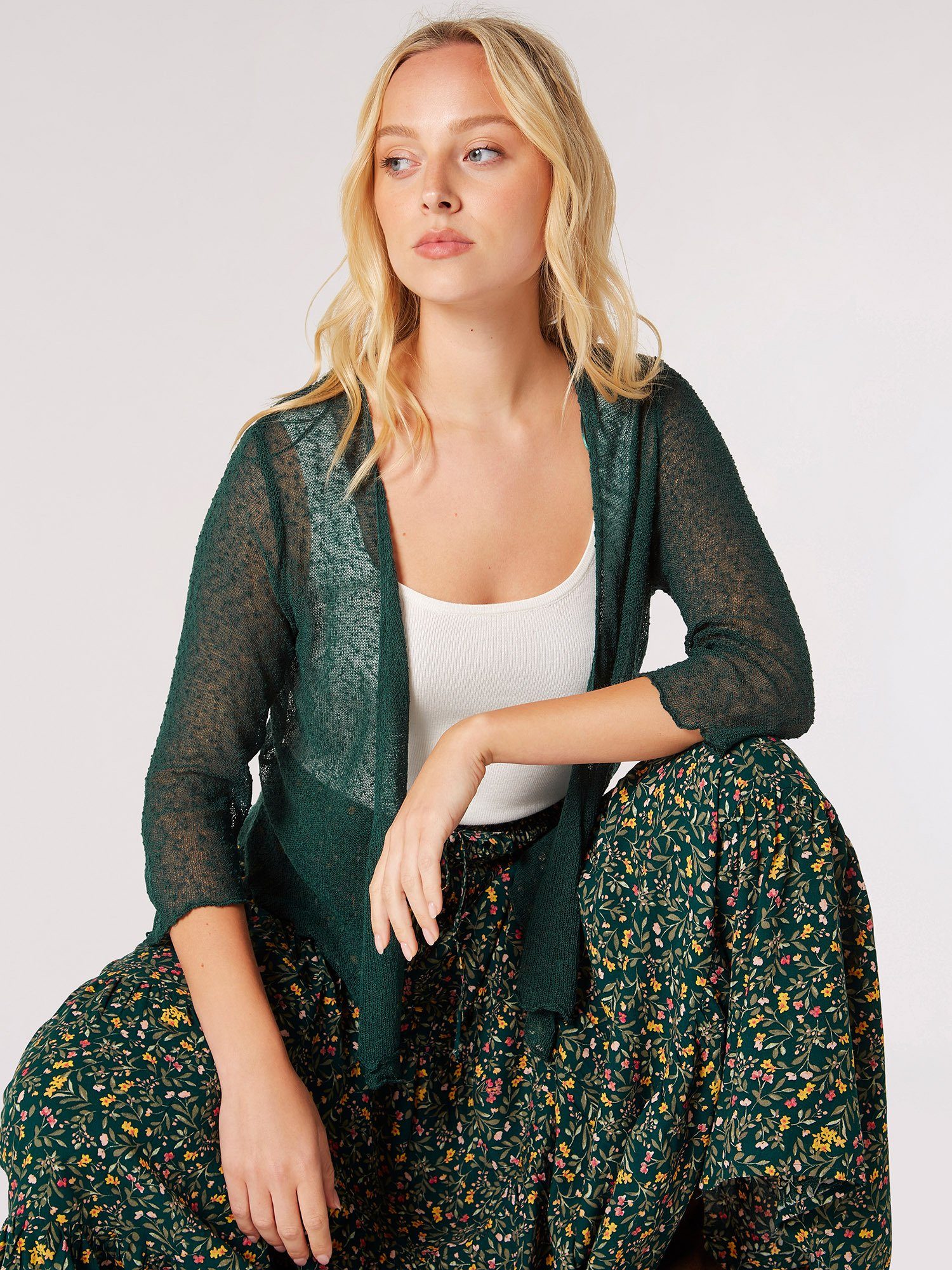 Apricot Cardigan Popcorn-Strickjacke (1-tlg., Nicht angegeben) im semitransparenten Design – Bild 5 von 5