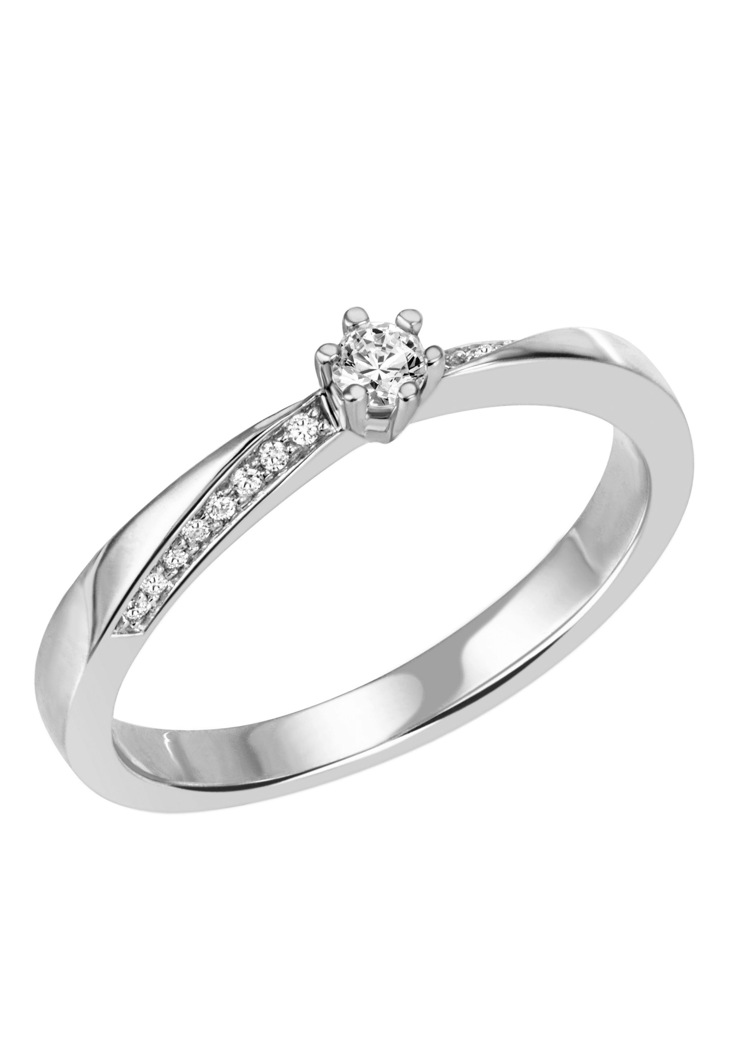 Firetti Solitärring Schmuck Geschenk Gold 585 Damenring Verlobungsring Goldring, mit Brillanten