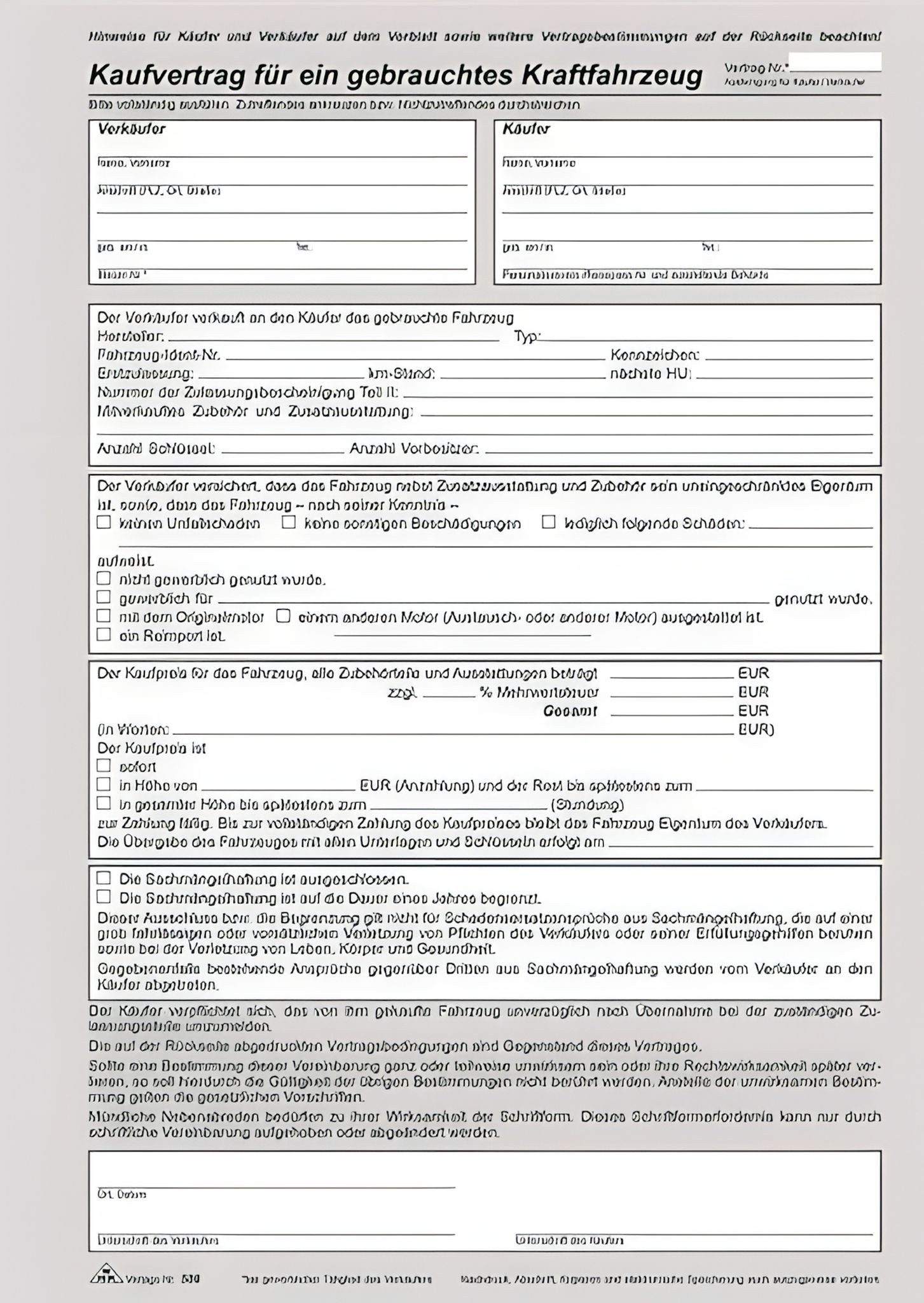 RNK Formularblock RNK Kaufvertrag für gebrauchte Kfz A4 SD