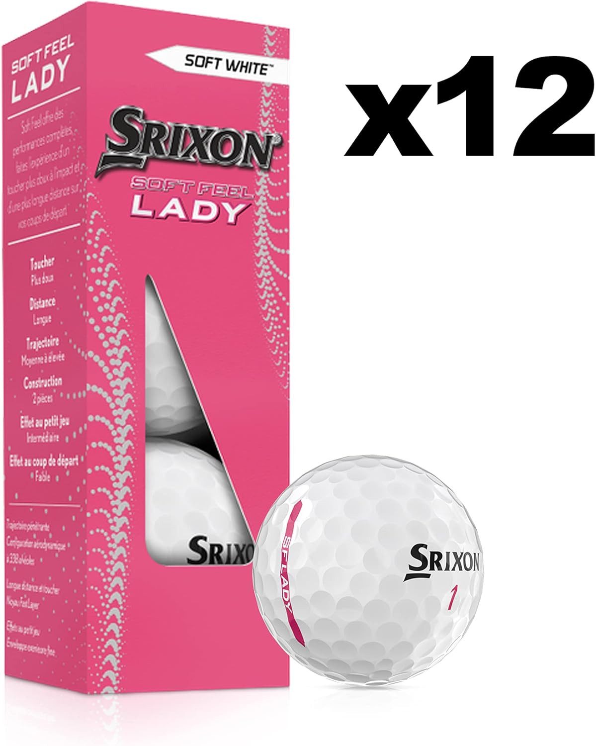 Srixon Golfball Srixon Soft Feel Golfball, Ladies/Damen I WEIß 12 Bälle/ 1 Dz., Für das perfekte Gefühl bei jedem Schwung