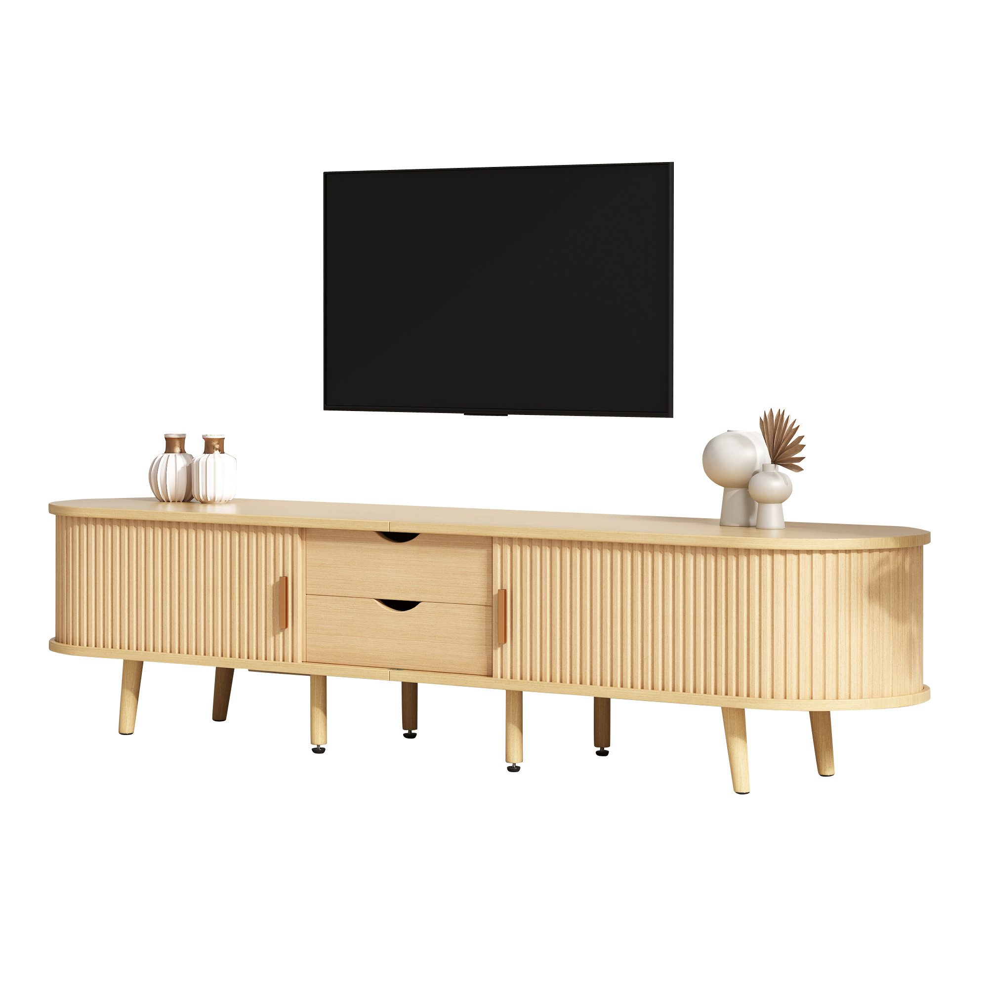 ANYSUN Lowboard Holzmaserung mit 2 Schubladen, TV-Schrank (Set, 1er set), Breite 175 cm